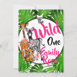 Cute Safari animal 1st Birthday   OERWOUDEN Kaart