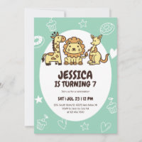 Cute Safari Animal Cartoon Zoo Party Kinderen van 