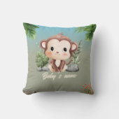 Cute Safari Animals 2 side Monkey Elephant Kussen (Voorkant)