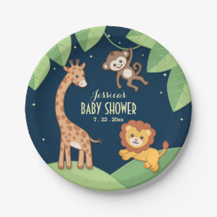 Cute Safari Animals Baby shower Custom Borden Papieren Bordje
