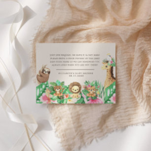 Cute Safari Animals Baby shower Informatiekaartje