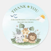Cute Safari Animals Baby shower Ronde Sticker (Voorkant)