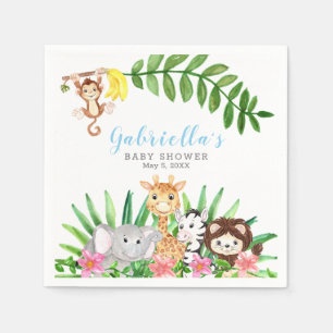 Cute Safari Animals Blue Baby Boy Shower Servet