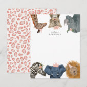 Cute Safari Animals Girls Note Card Notitiekaartje (Voorkant / Achterkant)