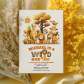 Cute Safari Animals Jungle WILD ONE 1st Birthday Kaart