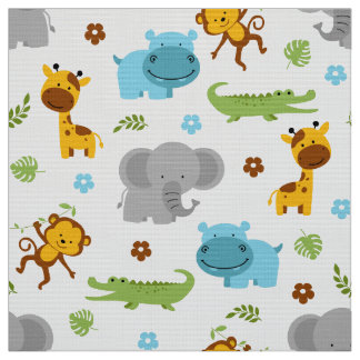 Cute Safari Animals Nursery Fabric Stof