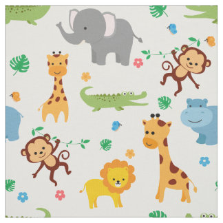 Cute Safari Animals Nursery Fabric Stof