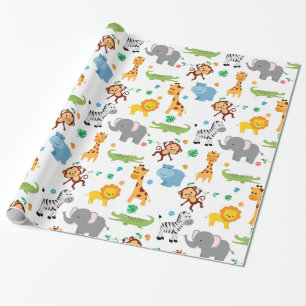 Cute Safari Animals Nursery Pattern Cadeaupapier