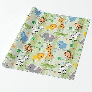 Cute Safari Animals Nursery Pattern Cadeaupapier