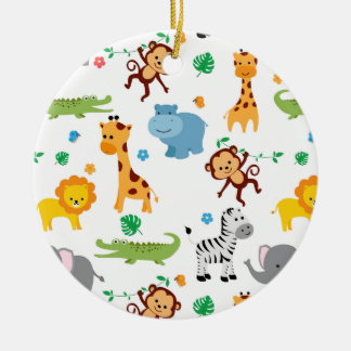 Cute Safari Animals Nursery Pattern Canvas tas Keramisch Ornament