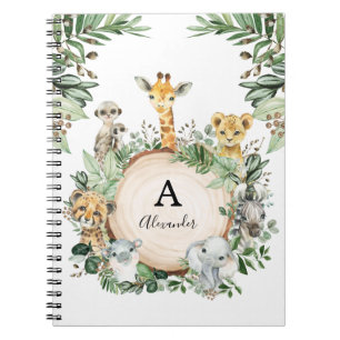 Cute Safari Animals Oerwoud Greenery Boys School Notitieboek