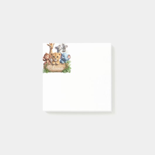 Cute Safari Animals Personalized Sticky Notes (Voorkant)
