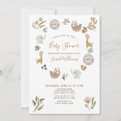 Cute Safari Animals Script Boho Baby shower Kaart (Voorkant)