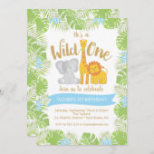 Cute Safari Animals Wild ONE 1st Birthday Kaart (Voorkant / Achterkant)