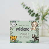 Cute Safari Animals Wild One Briefkaart (Staand voorkant)