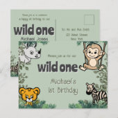 Cute Safari Animals Wild One Briefkaart (Voorkant / Achterkant)