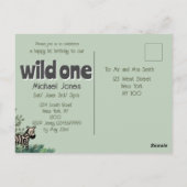 Cute Safari Animals Wild One Briefkaart (Achterkant)