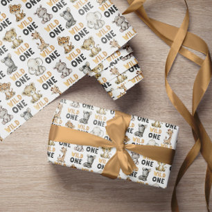 Cute Safari Animals Wild One Cadeaupapier