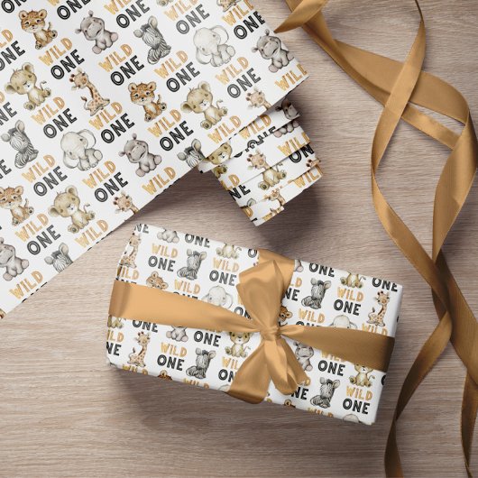 Cute Safari Animals Wild One Cadeaupapier