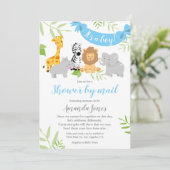Cute Safari Animaux Baby shower Boy Invitation (Debout devant)