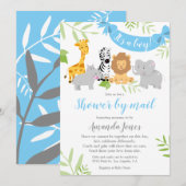 Cute Safari Animaux Baby shower Boy Invitation (Devant / Derrière)