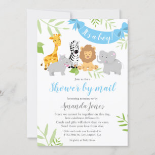 Cute Safari Animaux Baby shower Boy Invitation