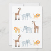 Cute Safari Animaux Baby shower Invitation (Dos)