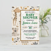 Cute Safari Animaux Baby shower Invitation (Debout devant)