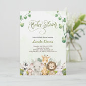 Cute Safari Animaux Baby shower Invitation (Debout devant)
