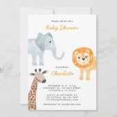 Cute Safari Animaux Baby shower Invitation (Devant)