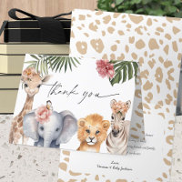 Cute Safari Animaux bébé fille Douche Merci