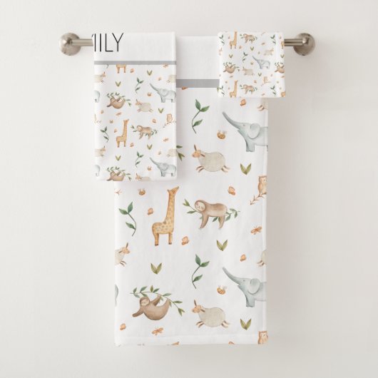 Cute safari animaux enfants kit bain (En situation)