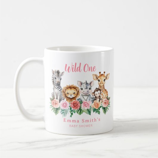 Cute Safari Animaux Fille Baby shower Mug - Jungle (Gauche)