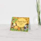 Cute Safari Animaux Merci Carte de note (Devant)