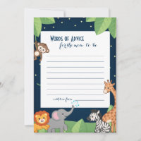 Cute Safari Animaux Nouveaux conseils maman Cartes