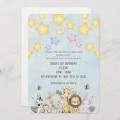 Cute Safari Baby Animals Birthday Invitation (Devant / Derrière)