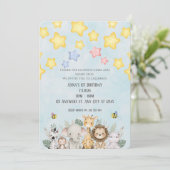 Cute Safari Baby Animals Birthday Invitation (Debout devant)
