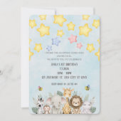 Cute Safari Baby Animals Birthday Invitation Kaart (Voorkant)