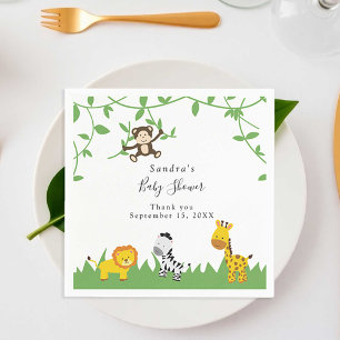 Cute Safari Baby Shower Achtergrond Jungle Dieren Servet