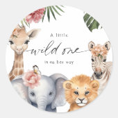 Cute Safari Bébé Animaux Fille Douche autocollants (Devant)