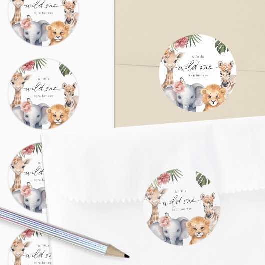 Cute Safari Bébé Animaux Fille Douche autocollants