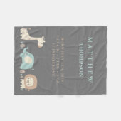 Cute Safari Birth Announcement Fleece Baby Blanket (Voorkant (Horizontaal))