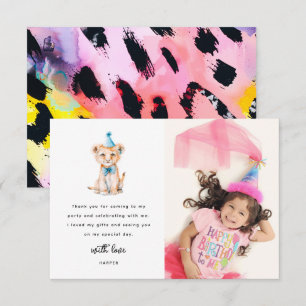 Cute Safari Dier Foto Verjaardag Bedankkaart