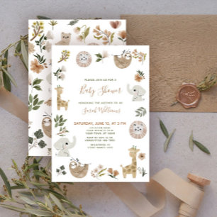 Cute Safari Dieren Script Bruine Boho Baby Shower Kaart