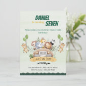 Cute Safari Jungle Animal Invitation Anniversaire (Debout devant)