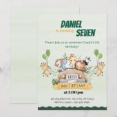 Cute Safari Jungle Animal Invitation Anniversaire (Devant / Derrière)