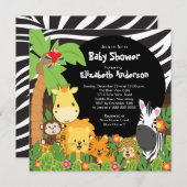 Cute Safari Jungle Animals Baby Shower Invitations (Devant / Derrière)