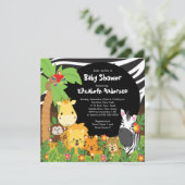 Cute Safari Jungle Animals Baby Shower Invitations (Debout devant)