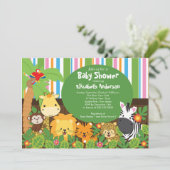 Cute Safari Jungle Animals Baby Shower Invitations (Debout devant)