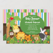 Cute Safari Jungle Animals Baby Shower Invitations (Devant / Derrière)